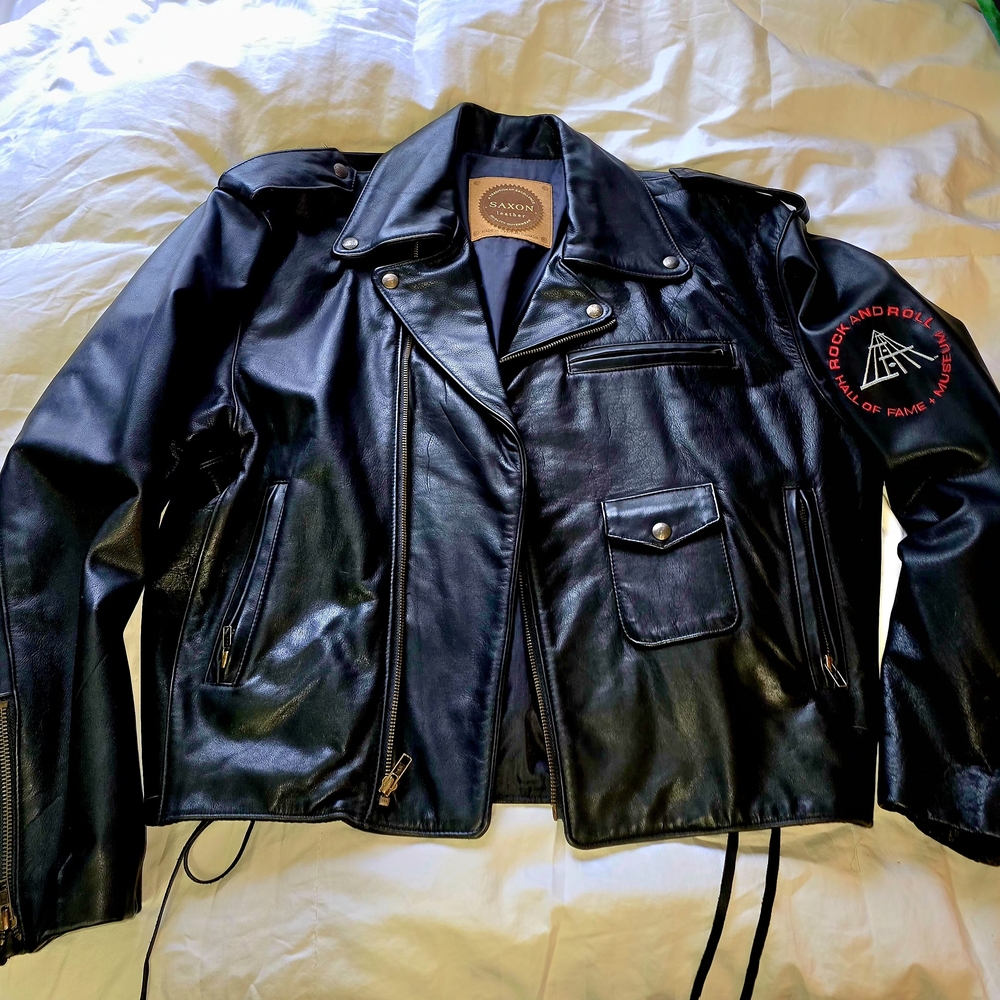 Vintage Original Black Genuine Leather Bomber Jacket Large-XL
